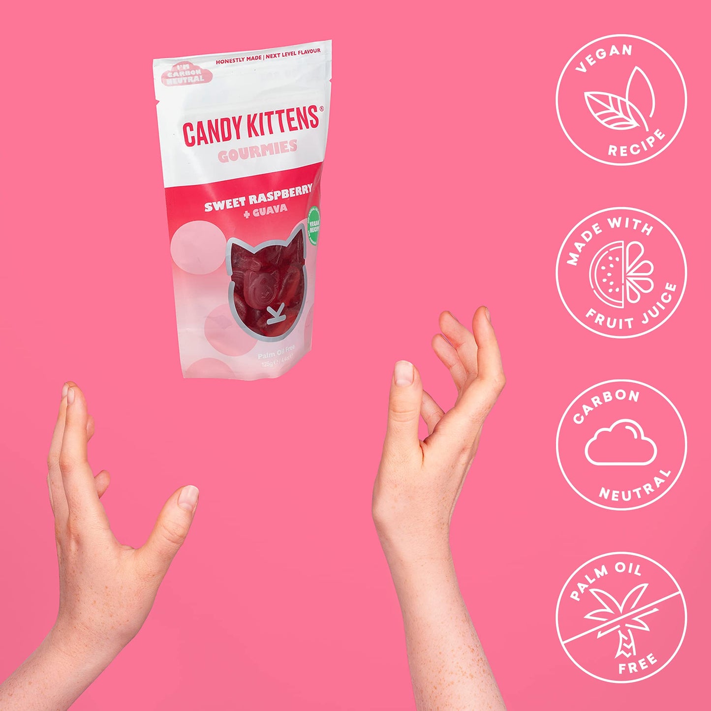 Candy Kittens Gourmet Vegan Gummies - Sweet Raspberry & Guava Flavor 💗